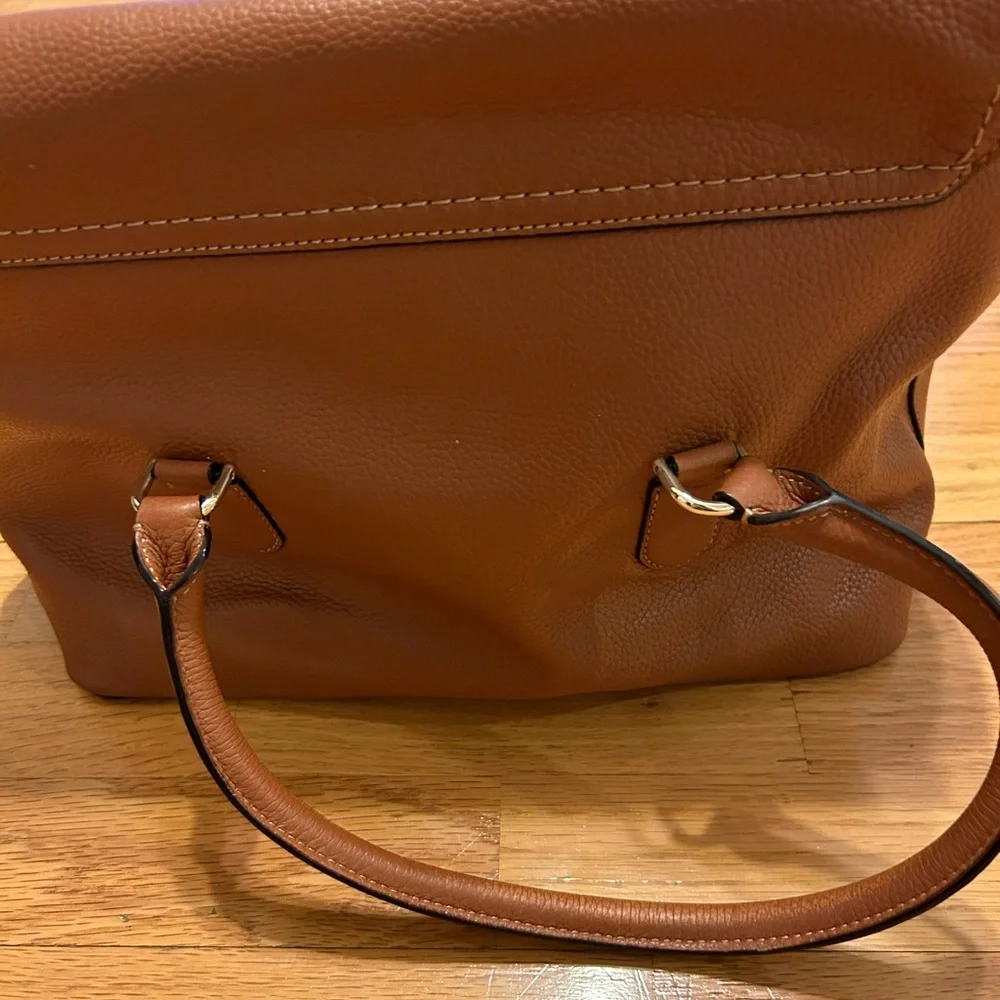Kate Spade Tan Brown Pebbled Leather Double Handled Satchel- Mint! - Picture 8 of 10